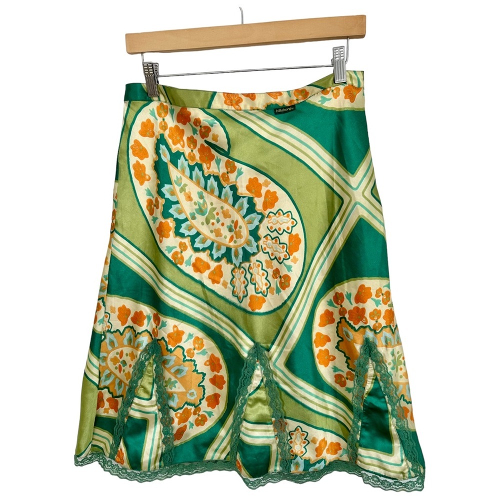 Billabong Silky 90’s Floral Lace Trim Side Zip Y2K Size M/L - Picture 7 of 12